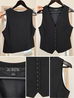 J. Crew Black Button-Front Tailored Vest
